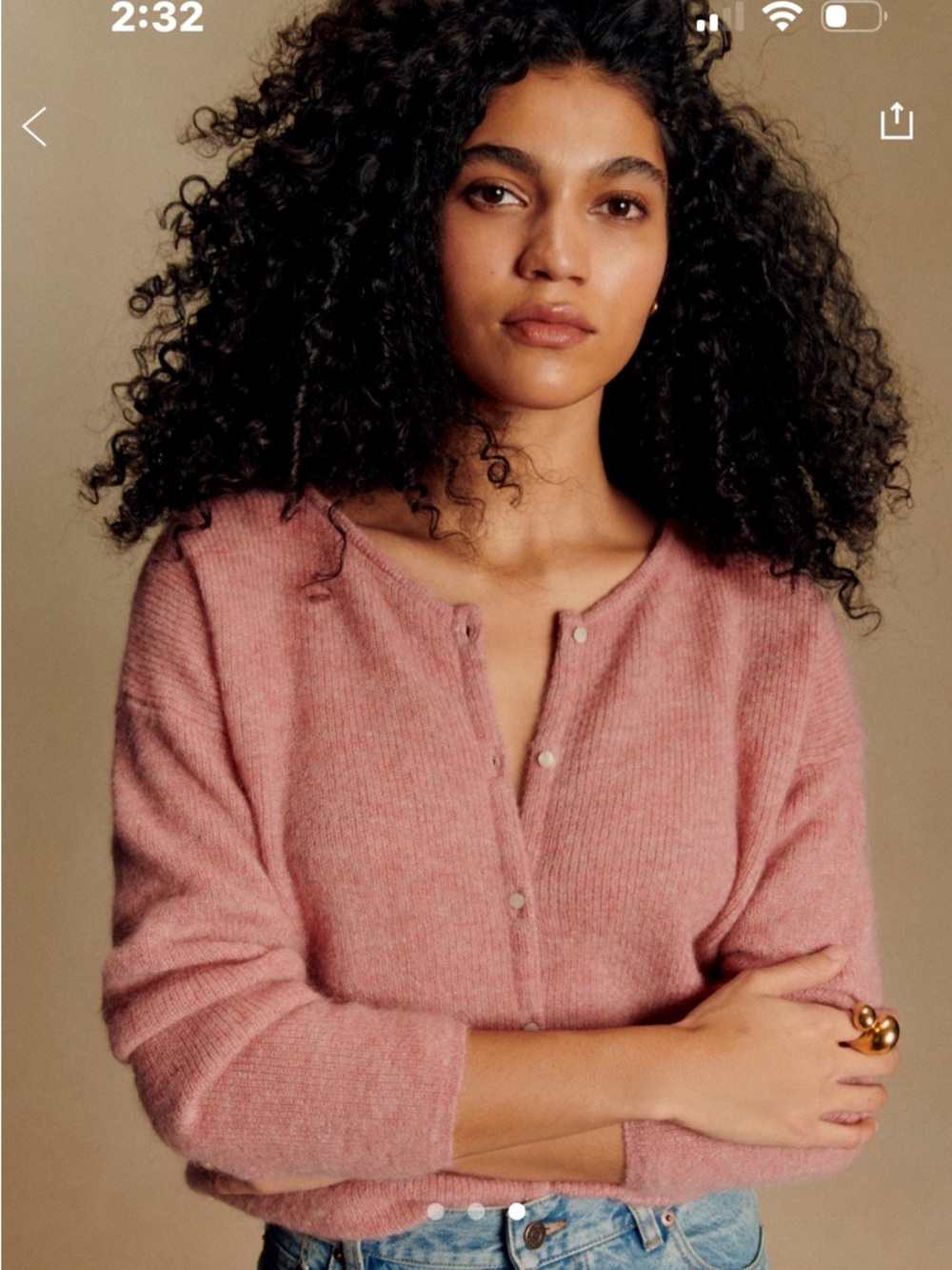 Women's Pink Button-Front Knit Sweater Cardigan